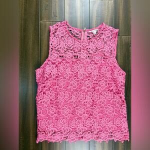 Size L Nanette Lepore Pink Sleeveless Lace Tank Top Blouse